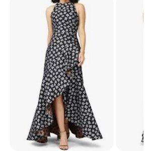 Floral Halter Maxi Dress - Black and White